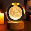 Figurines décoratives 3d Moon Galaxy Globe Night Light LED Crystal Table Lampe 16 Couleurs Changée pour la chambre DÉCOR TEEN