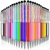 20 / 50pcs Crystal Ballpoint Pen 2 en 1 Slim Crystal Diamond Screen Stylus Black Gel Ink Point Pinter Pin Touch Pen