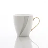 Tazas 240/320 ml de oro europeo descrita la taza de café tazón de té de té inglés plato de porcelana estilo minimalista