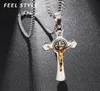 Colliers de pendentif Inri Jesus croix pendentifs Exorcisme en acier inoxydable St Benoît Collier crucifix pour hommes bijoux23401997782
