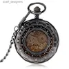 Pocket Watches Relojes de bolsillo Mechanical Wind Up Fob Exquisite Steampunk Open Face Style Pocket Chain Trendy Hand Winding Clock Y240410