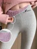 Chrleisure Super Thick Leggings Women Purple Lambフリースタイツハイウエスト冬の温かいレギンサーマルレギンズ女性スポーツウェア