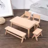 1:12 Dollhouse Miniature Dining Table Table Chaise Banc Fulchair Mobilier de style Europe