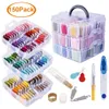 Hög uthållighet broderitråduppsättning 150 färger Cross Stitch Sewing Thread med FLOSS BINSCISSORS TIMBLE Cross Stitch Tool Box