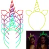 6pcs Pop Party Style Girl Glow in Dark Unicorn Cat Ears Happy Birthday Letter Luminal Band Band Propys spéciaux Accessoires de cheveux