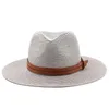 Berety składane słomkowe kapelusz 56-58 cm skórzany zespół Summer Panama Cap Ochrona UV Beach Sun Women/Men