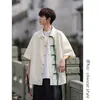 Men's Casual Shirts Male Chinese Style Shirt Mens Tops Tang Suit Short Sleeve Solid Traditional China Hanfu Big Size M-5XL