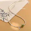 Chains Tikia's Live S Chinese Style S925 Sterling Silver Bamboo Necklace Women's Luxury High-level Natural An Jade Clavicle C