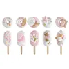 Decorative Flowers Simulation Pink Ice Cream Donut Fake Dessert Window Kitchen Home Decoration Shop Cake Publicity Po Props Model