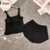 Abbigliamento da casa Donne pigiami estivi con giubbotto per camisole corsetto abbigliamento da notte vestiti di pizzo morbido 2 pezzi set pijama femminino casual