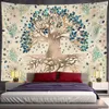 Psychedelic Mysterious Tree of Life Tapestry Wall Hanging Boho Mandala Art Living Room Home Decer Tyg 240411