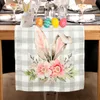 Pâques Bunny Carrot Flower Table Runner For Home 2024 Spring Paster Party Dining Natemmatemat Decoration