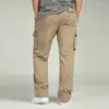 Calça masculina de verão na cintura alta elástica de tamanho plado de tamanho 6xl cargo homens muitos bolsos soltos trabalham calças retas masculinas