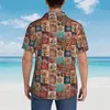 Herren lässige Hemden Hawaiian Hemd Urlaub Zigeuner Patchwork Print Blusen Blumen Retro männlich Kurzarm Harajuku Tops