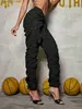 Pantalon féminin Capris 2023 Fashion Fashion Fashion Rucched V dstring Goods Trafle Street Fe Solid Hip Hop Coners Coners C240411