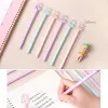 Pens 12pcs yenilik sevimli kristal tek boynuzlu at kalemler komik lazer akrilik kawaii tükenmiş kırtasiye okulu siyah mavi mürekkep kawai şey