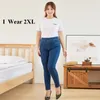 Jeans estiramientos para mujeres Buena cintura elástica Material elástico Control de la barriga Mom Jeans Tamaño 26 24 Jeans curvilíneos OUC551