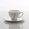 Tazas 240/320 ml de oro europeo descrita la taza de café tazón de té de té inglés plato de porcelana estilo minimalista