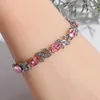 Charm Bracelets Water Drop Red Cubic Zirconia White CZ Silver Color Jewelry Bracelet Christmas Gifts For Women Fashion