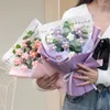 Dekorative Blumen künstlicher Blumenstrauß Häkelwebte Ewige Hochzeitsgeschenke für Gäste Muttertags Geschenkdekoration