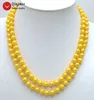 Choker Qingmos White Natural Pearl Necklace For Women With 6-7mm Round Freshwater 2 Strands 17-18" Chokers Jewelry 5421