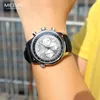 Montre-bracelets Megir Silver Black Quartz Watch Men Milit Military Sport Chronograph Wristwatch avec bracelet en silicone Hands Lumineux Auto Date 2236