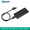 يقود Zomy msata إلى USB 3.1 Typec SSD Case Aluminium 10GBPS SSD مربع القرص الصلب المحمول 3*3/3*5 MSATA حاوية قرص محمول الكمبيوتر المحمول