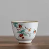 Fincan tabakları Japon tarzı porselen el boyalı buz çatlamalı sır çay bardağı ev el yapımı usta retro ofis çay fincanları içecek eşyaları
