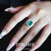 Cluster Rings Forher Jewelry Trend Vintage 925 Стерлинговое серебро Синтетическое изумрудное изумрудное лаборатория Gemstone Diamond for Women Wedding INGAGELE