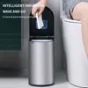 Waste Bins 7L Stainless Steel Smart Trash Can Toilet Brush Set Waterproof Trash Bin Narrow arbae Smart Sensor Bucket for Lid Bathroom L49