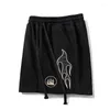 Short masculin brodé à la flamme imprimé Terry vêtements hommes femmes hip hop swewswistring shortpant noire brun culotte