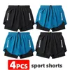 4PCS MENS RUNKUJĄCE KRÓTKI SPORT KRÓTKI ATLATLICS MARATON LUSE Szybki suchy 2 w 1 Trening podszewki Fitness Gym Jogging Short Pants 240327