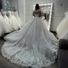 Luxury Ivory Illusion à manches longues Robes de mariée 2024 Princesse en dentelle Appliques perles robes de bal robes nuptiales Vestido de Noiva