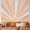 Vintage Sun Teppestry Bohemia Wand hängende Regenbogen Sonnenaufgang Sonnenuntergang abstrakte Kunst Hippie -Dekor für Wohnheim Wohnzimmer Kindergarten Schlafzimmer