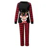 Parent-Child Women Mom Suit Christmas Women Deer Plaid Print Tops And Pants Clothes Set Xmas Family Silk Pajamas Set Family