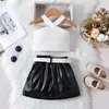 Комплекты одежды Bulingna Fashion Toddler Baby Girl 2 Piece Sette Set Ribed Camisole Top Top Кожаная юбка с поясной летней одеждой