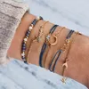 Bracelets de charme Boho Bracelet Set for Women Moon Star Love Crystal Beads Chain de liaison