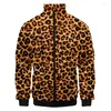 Мужские куртки леопардовый принт на молнии одежды толстовок 3D для мужчин Женская одежда Harajuku модная модная куртка