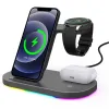 Laddare 3 i 1 trådlös laddare Dock Station 15W Fast Charging Stand för Samsung Galaxy Watch 4 för iPhone 14 13 12 Huawei för AirPods 2