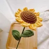 Decorative Flowers Sunflower Knitted Flower Smile Crochet Hand Woven Bouquet Wedding For Bride Party Decor Homemade Gift