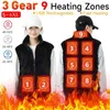 Vestes pour hommes veste d'auto-chauffage USB rechargeable avec des panneaux rembourrés à 9 zones peut fournir de la chaleur aux hommes et aux femmes