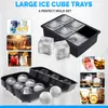 1 sets Ice Cube Trays BPA Free Silicone Sphere Whiskey Ice Ball Large Square Ice Cube Molds With Funnel for Cocktails Bourbon
