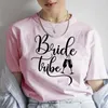 T-shirts de femmes Cheers Blouses graphiques Tribe Tribir T-shirt Amis de mariage Bride Tées T-T-Bachelorette Hen Party Tops Short Sleeve