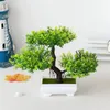 장식용 꽃 1 세트 인공 분재 작은 나무 냄비 플라스틱 가짜 식물 화장한 장식품 홈 오피스 테이블 정원 장식