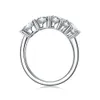 Kadınlar için tam moissanit nişan yüzüğü d renk moissanit elmas 925 STERLING Gümüş Mücevher Çift Sıralı Düğün Bandı Takı