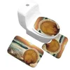 Badmattor tryckt toalettmatta under vattnet Världsmönster Badrumsmattor Set Anti Slip Carpet Mattor WC Washroom Footmat