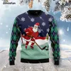 Hockey Santa Claus 3d All Over Imprimé Men Pullover Sweatshirt décontracté Shirts à manches longues en manteau Unisexe Femme Streetwear 3