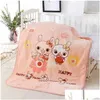 Cobertores panos de outono de inverno coral veet baby blanke camada dupla camada espessada manto de desenho animado childrens tape