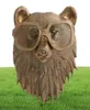 Rökande rör bronsade figurer Aluminium Staute Animal med glasögon som hänger väggmonteringsbjörn Louie Little Mouse Frankie Stag Home DE5300621