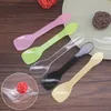 Disposable Flatware 100Pc Transparent Spoons Colorful Plastic Ice Cream Dessert Pudding Spoon Party Mini Size Cutlery